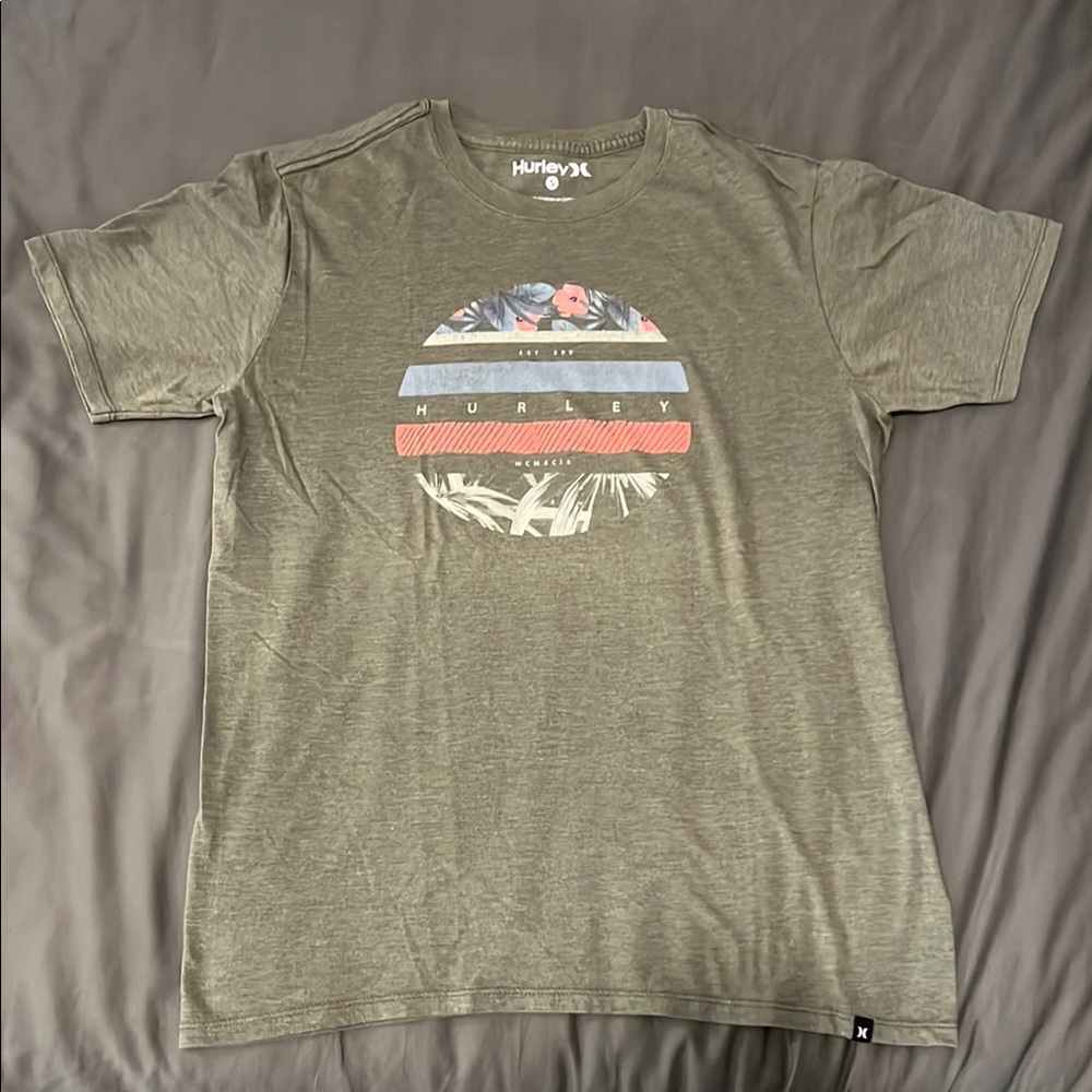 Hurley Olive Short Sleeve Tee with Graphic